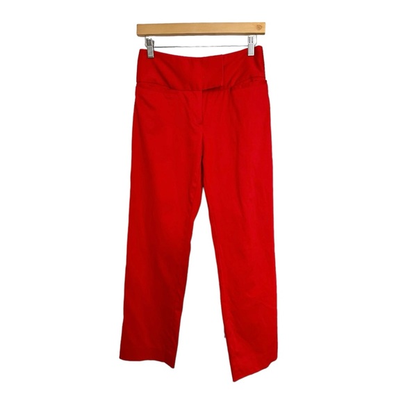 Etcetera Red Two Piece Pant Suit Jacket Full Zip Cotton Spandex Career Size 0 - Picture 10 of 16